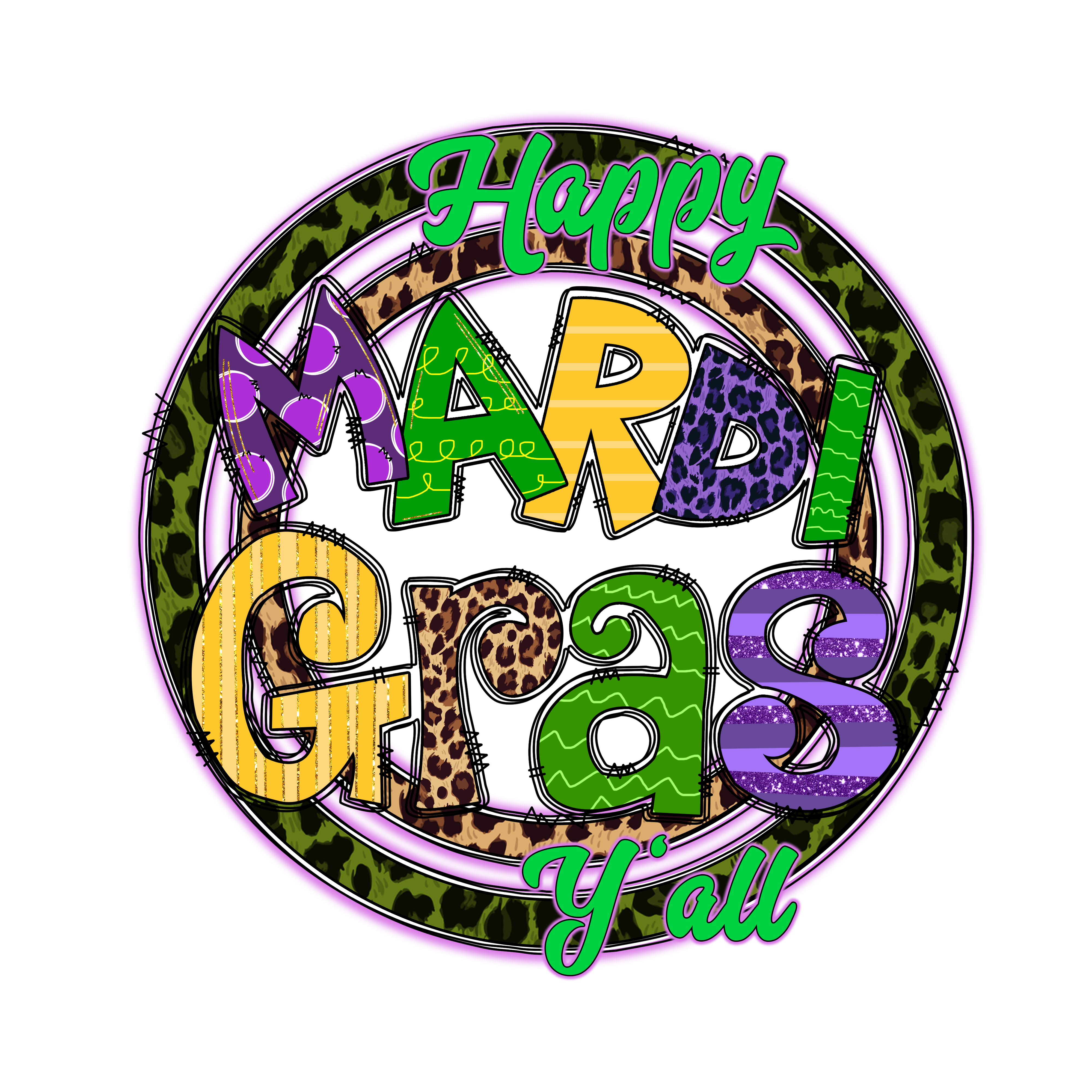 Watercolor Mardi Gras Shirt Personalized Mardi Gras Monogram 