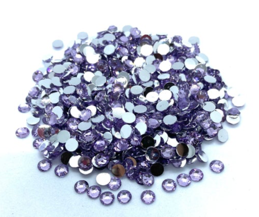 Lt. Amethyst Resin Round Flat Back Rhinestones