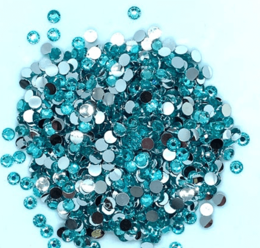 Aquamarine Resin Round Flat Back Rhinestones