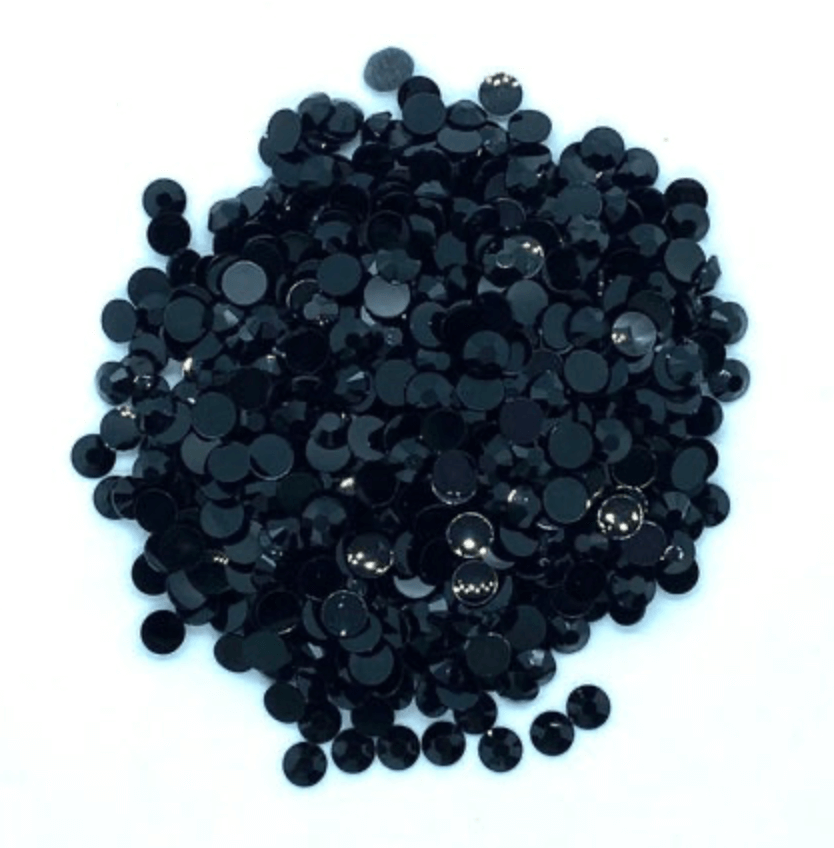 Black Resin Round Flat Back Rhinestones