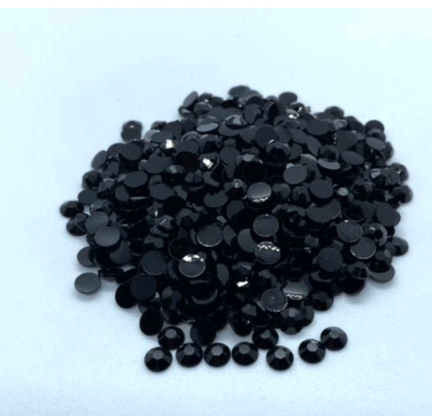 Black Resin Round Flat Back Rhinestones
