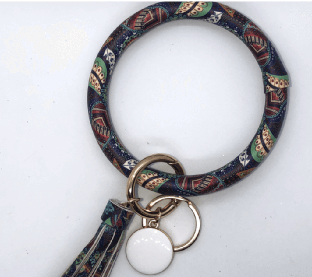 Bangle Bracelet Keychain With Blank Charm For Monogram (NOT SUBLIMATION)
