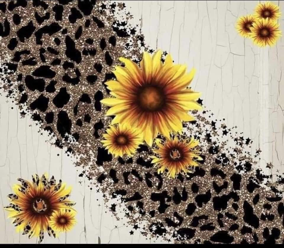 Sunflower animal print tumbler Wrap (Ready to Press)