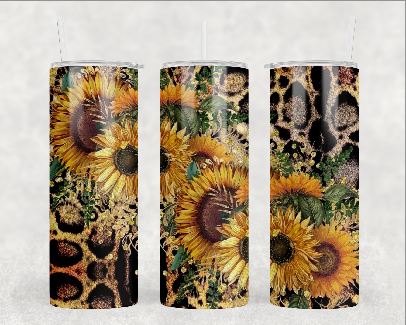Sunflower animal print tumbler Wrap (Ready to Press)