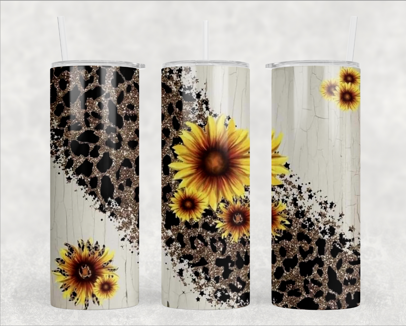 Sunflower animal print tumbler Wrap (Ready to Press)