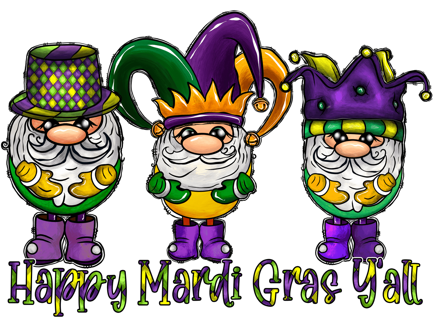 Happy Mardi Gras Ya'll -Mardi Gras T-shirt Transfer