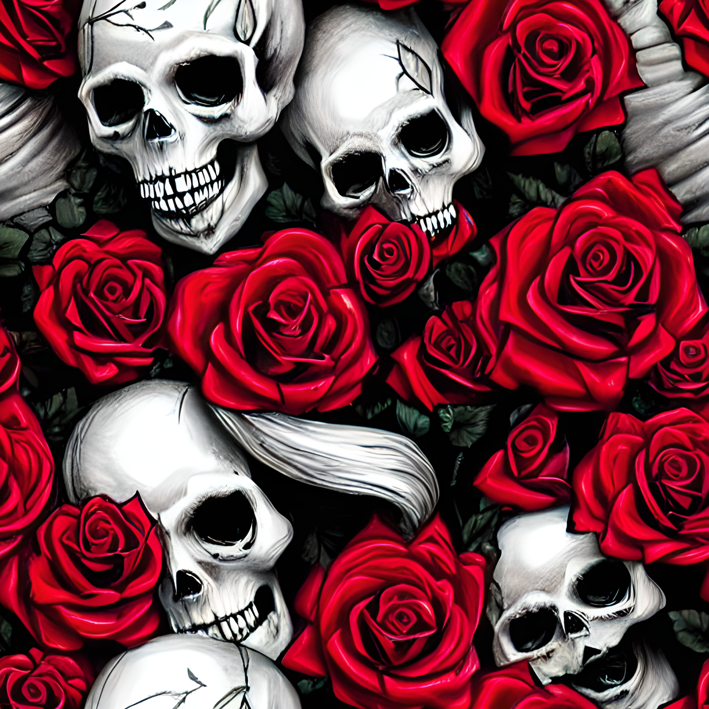 Red Rose Skulls -12x12 Adhesive Vinyl