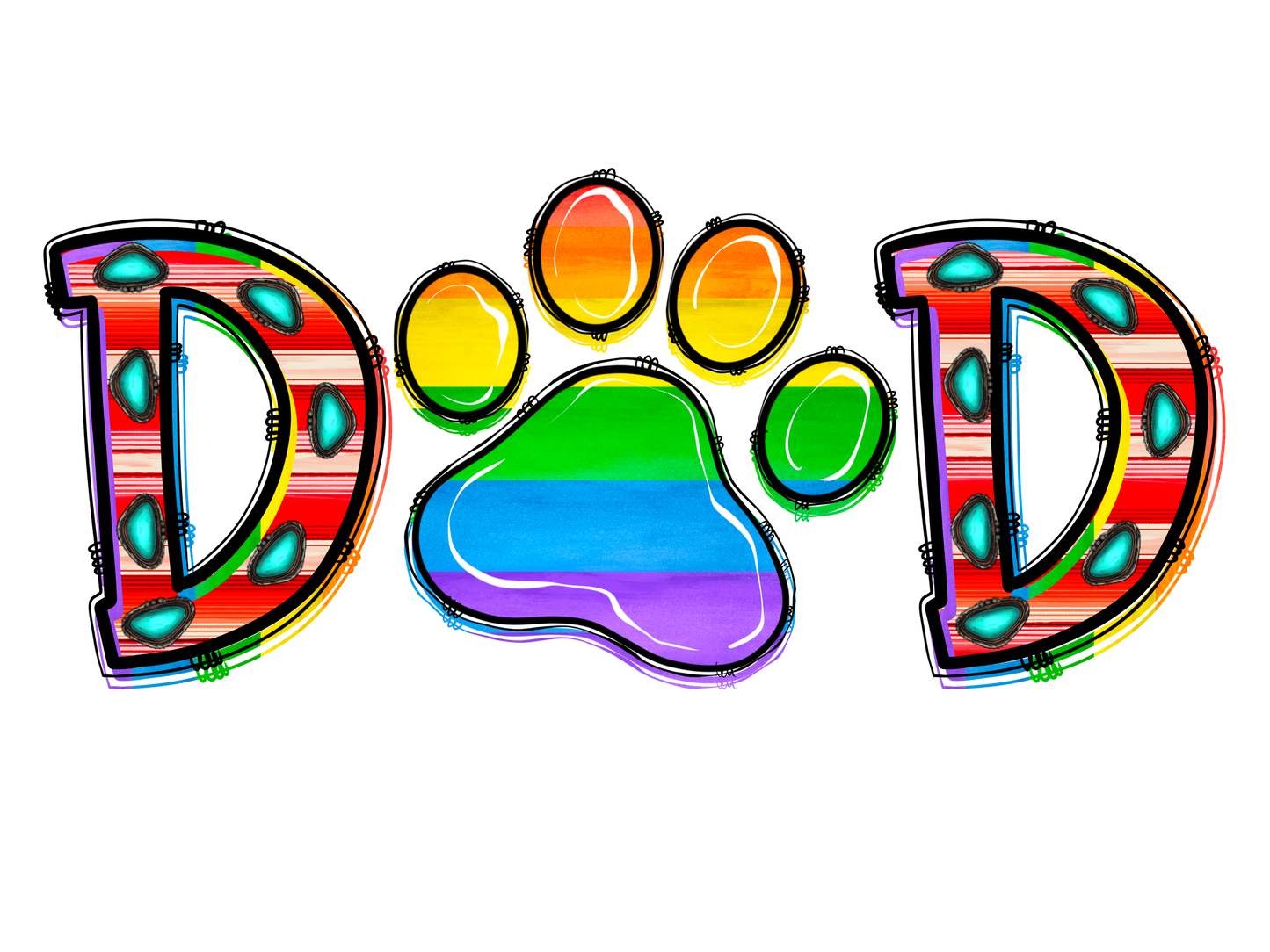 Rainbow Dog Dad Paw T-Shirt Transfer