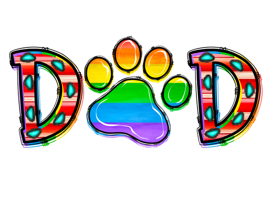 Rainbow Dog Dad Paw T-Shirt Transfer