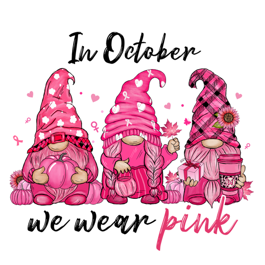 In October We Wear Pink Gnomes T-Shirt Transfer