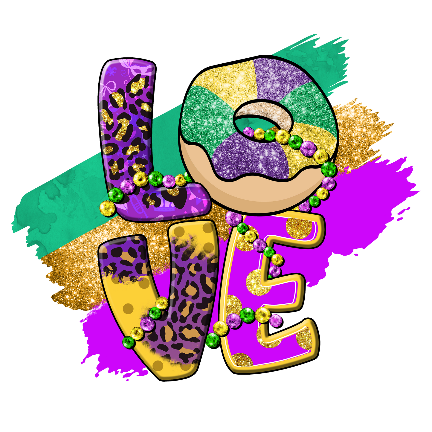Love Mardi Gras King Cake- Mardi Gras T-shirt Transfer