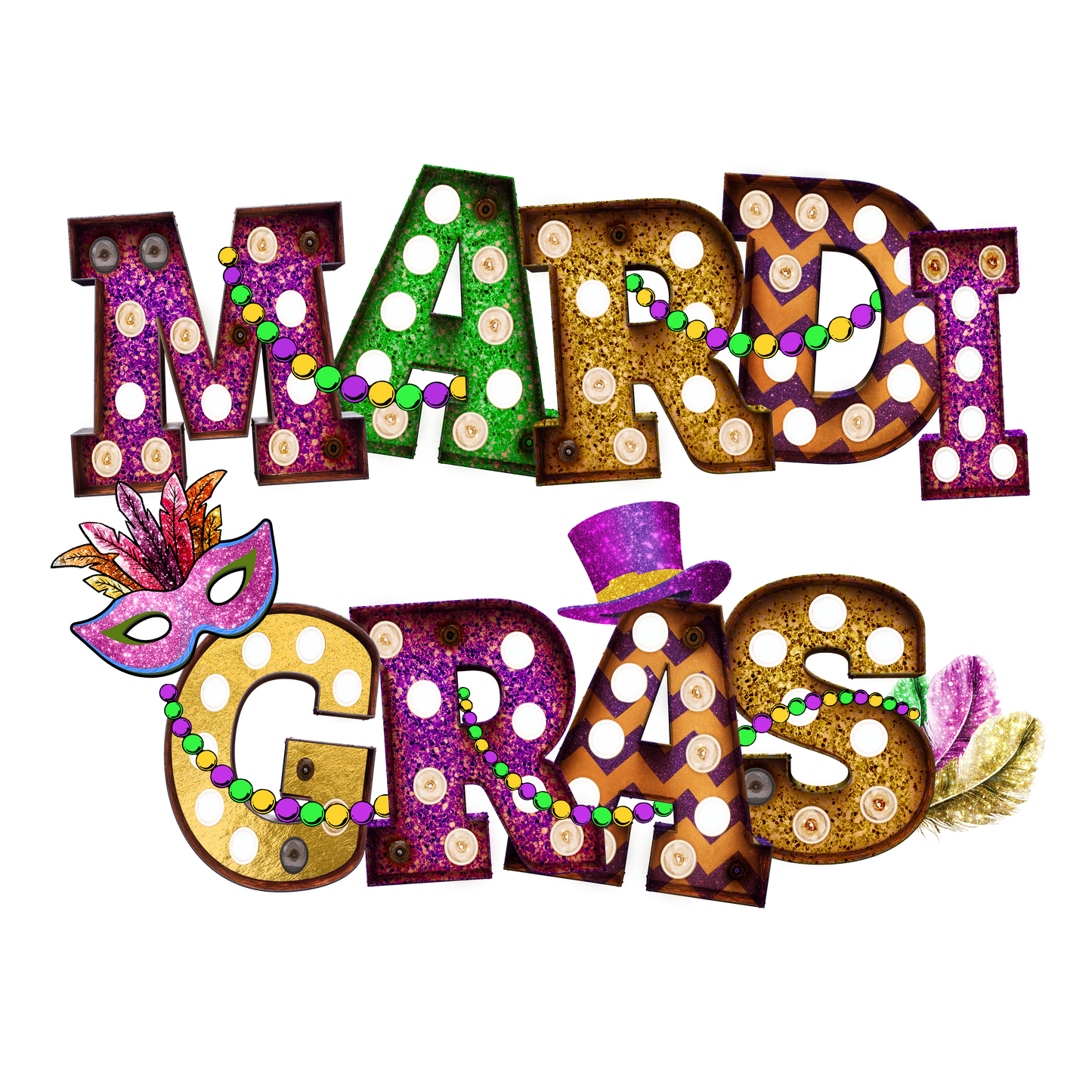 Mardi Gras Lights- Mardi Gras T-shirt Transfer