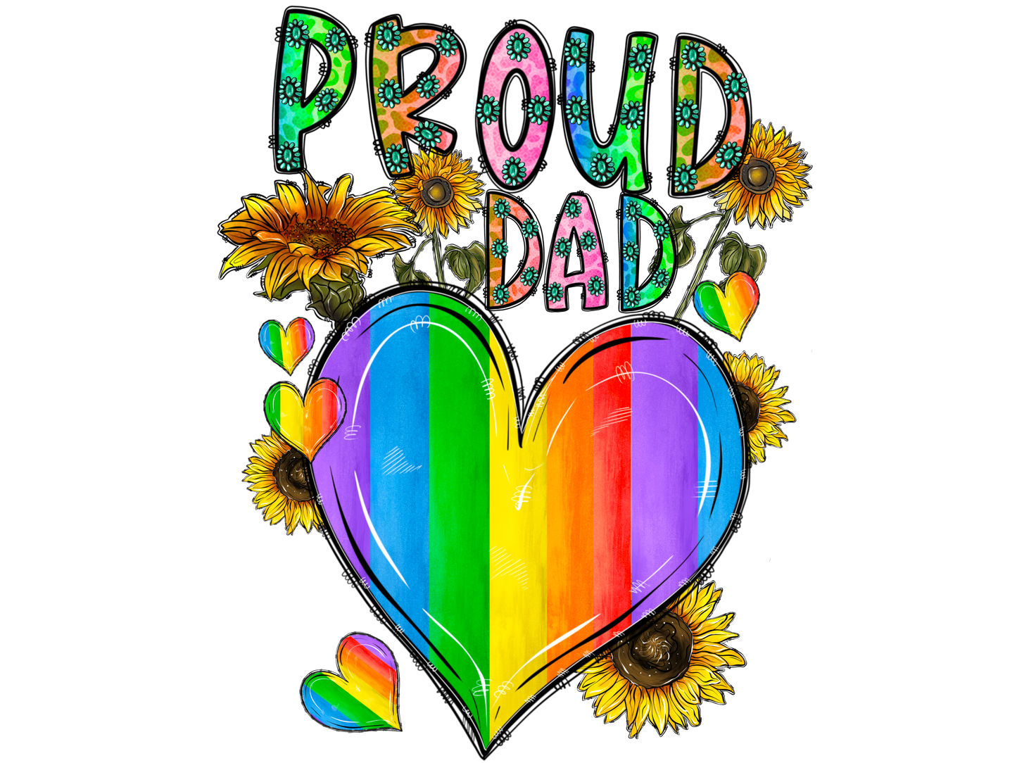 Proud Dad Rainbow Heart T-Shirt Transfer