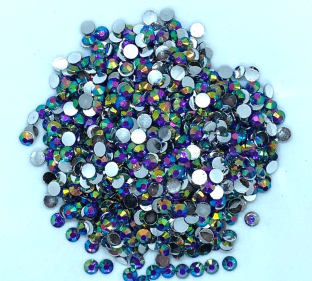 Dark Amethyst AB Resin Round Flat Back Rhinestones – The Glittery Pig, LLC