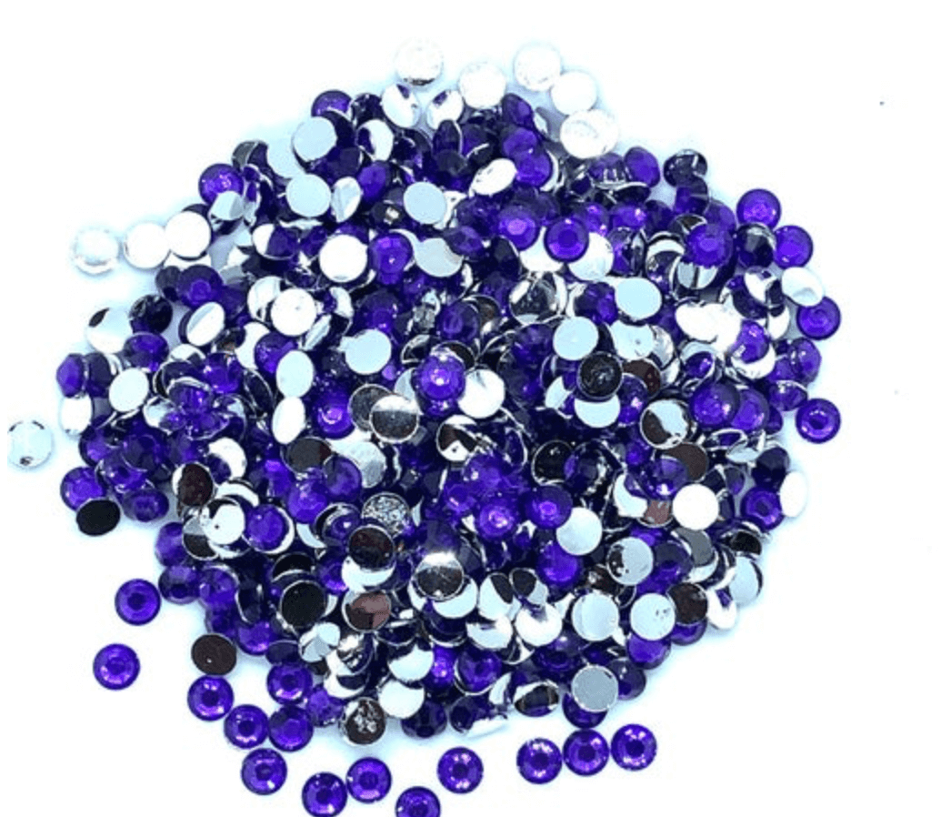 Dark Amethyst AB Resin Round Flat Back Rhinestones – The Glittery Pig, LLC