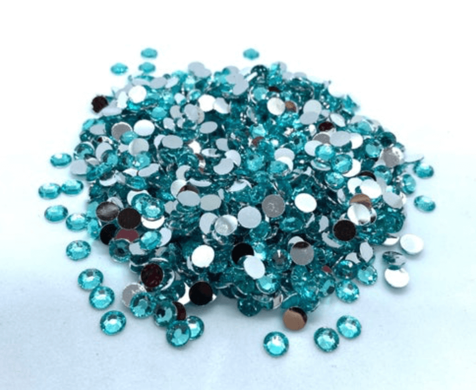 Aquamarine Resin Round Flat Back Rhinestones