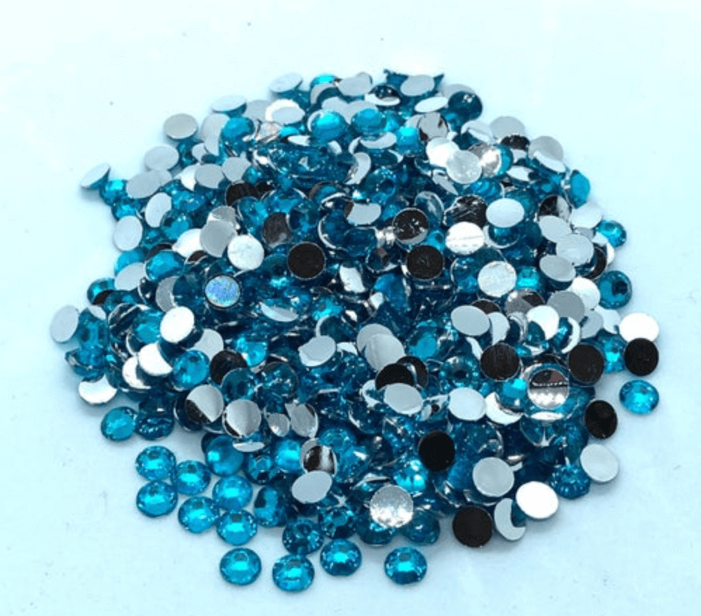 Blue Zircon Resin Round Flat Back Rhinestones