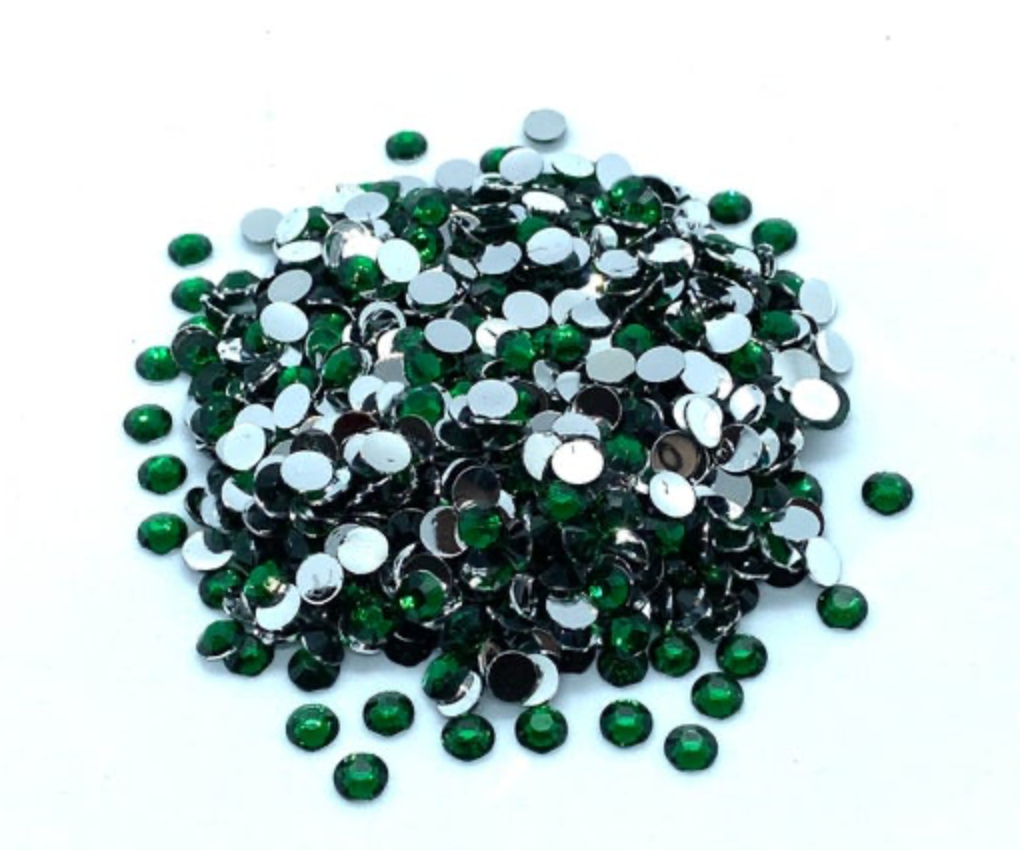 Emerald Resin Round Flat Back Rhinestones