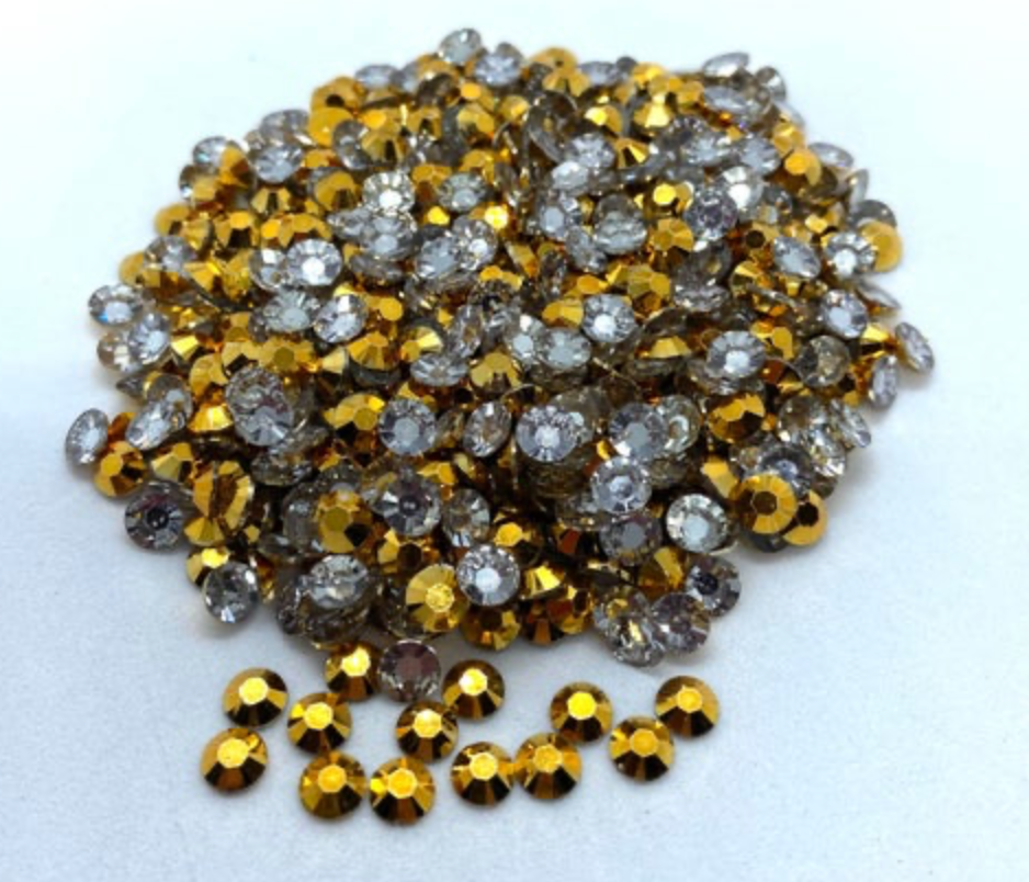 Gold Resin Round Flat Back Rhinestones