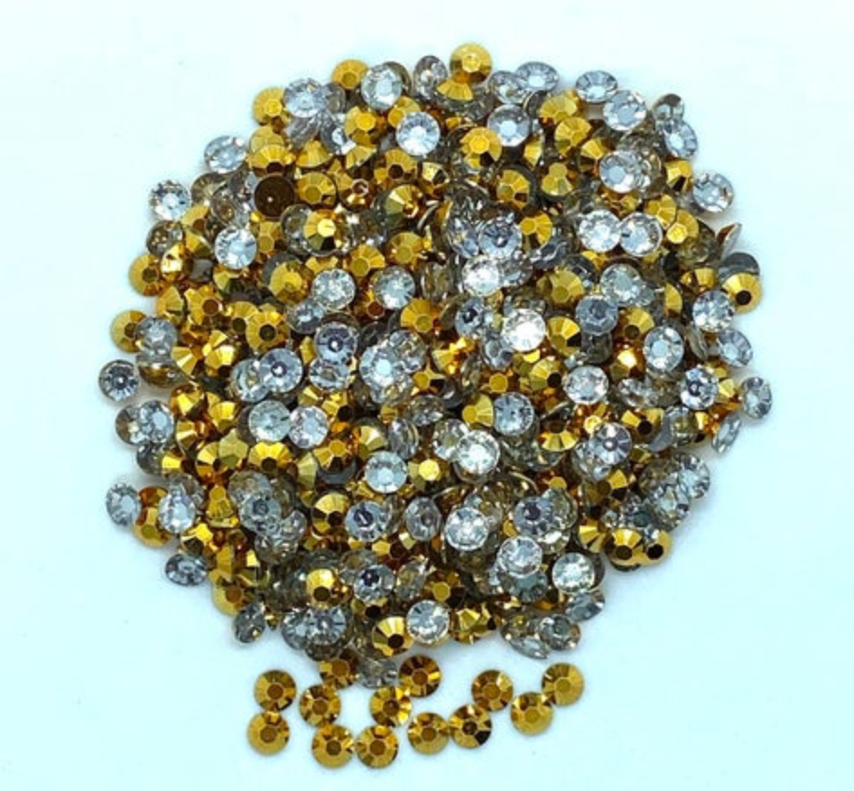 Gold Resin Round Flat Back Rhinestones