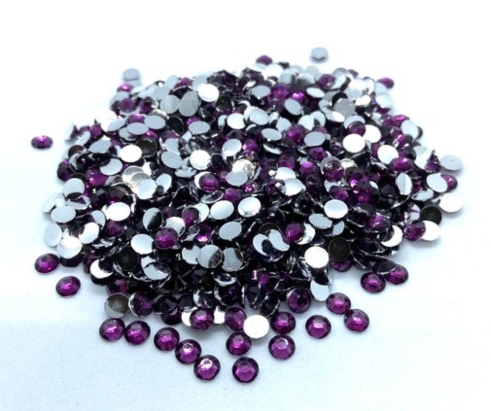 Grape Purple Resin Round Flat Back Rhinestones