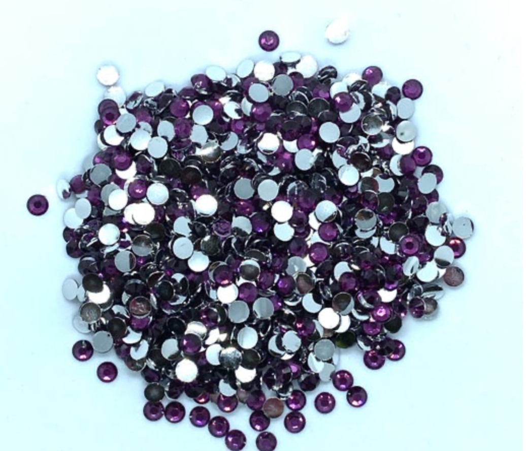 Grape Purple Resin Round Flat Back Rhinestones