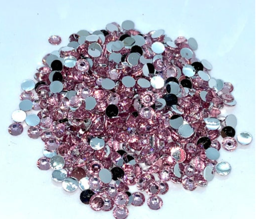 Lt. Pink Resin Round Flat Back Rhinestones