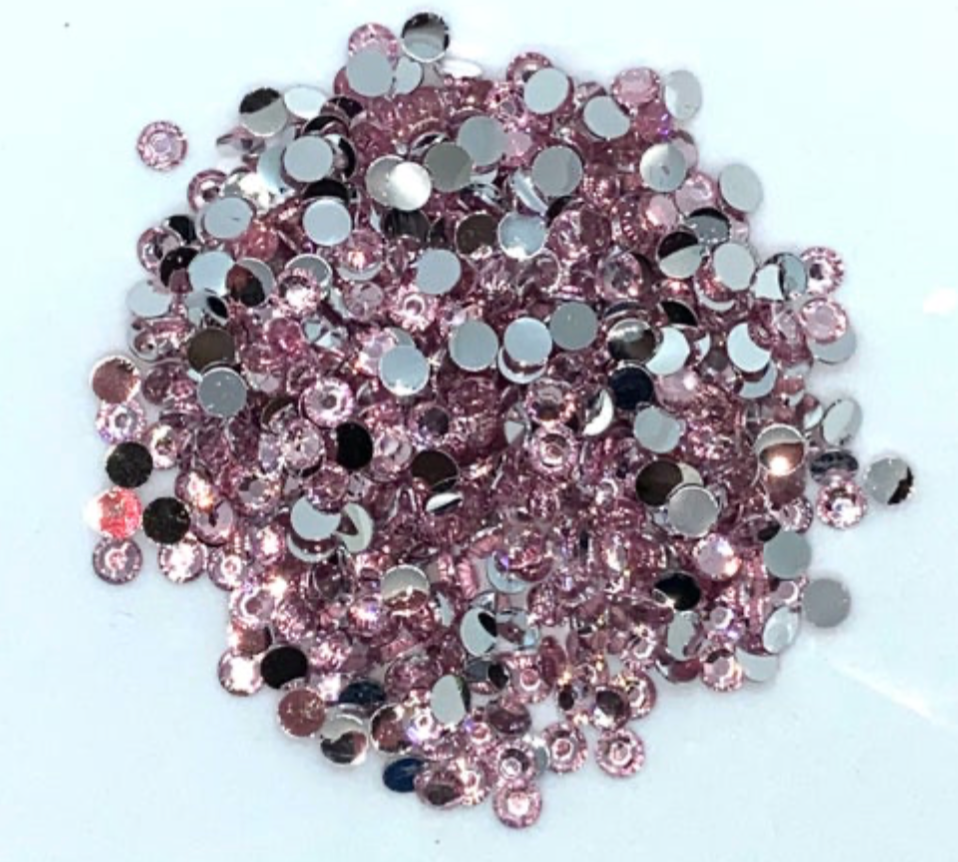 Lt. Pink Resin Round Flat Back Rhinestones