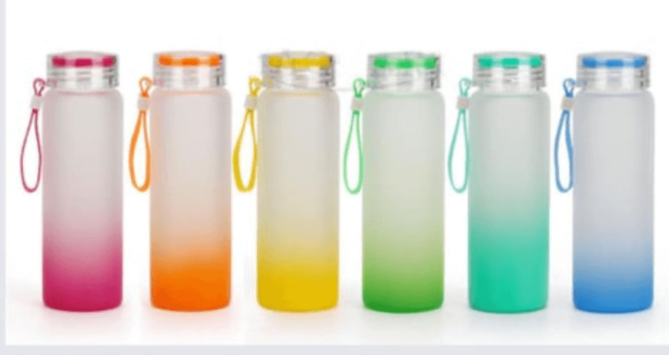 16 oz Sublimation Glass ombre water bottle with screw on lid