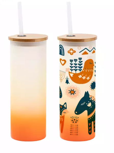 25oz Ombre Sublimation Glass Tumbler with 2 lids – Designs By
