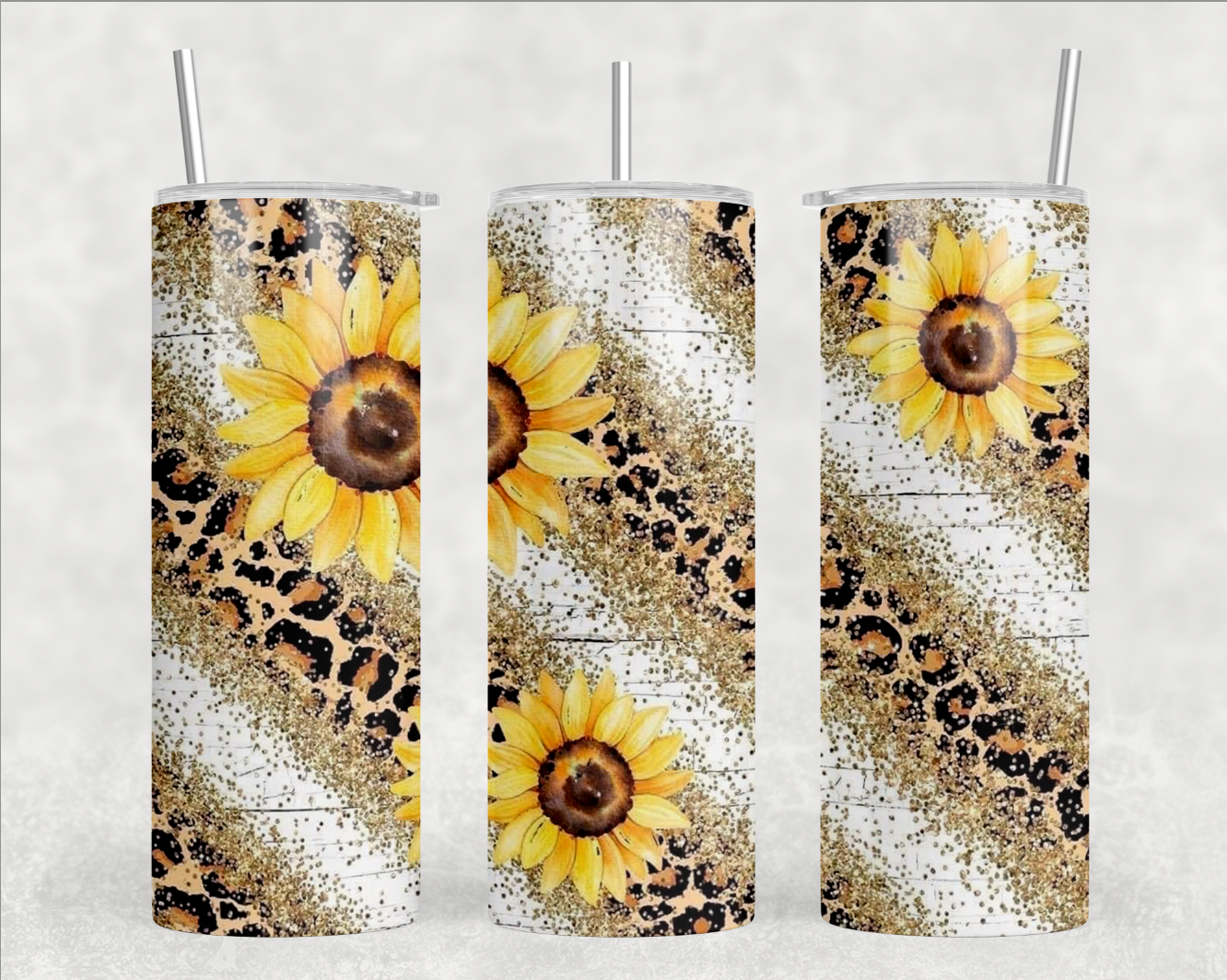 Sunflower animal print tumbler Wrap (Ready to Press)