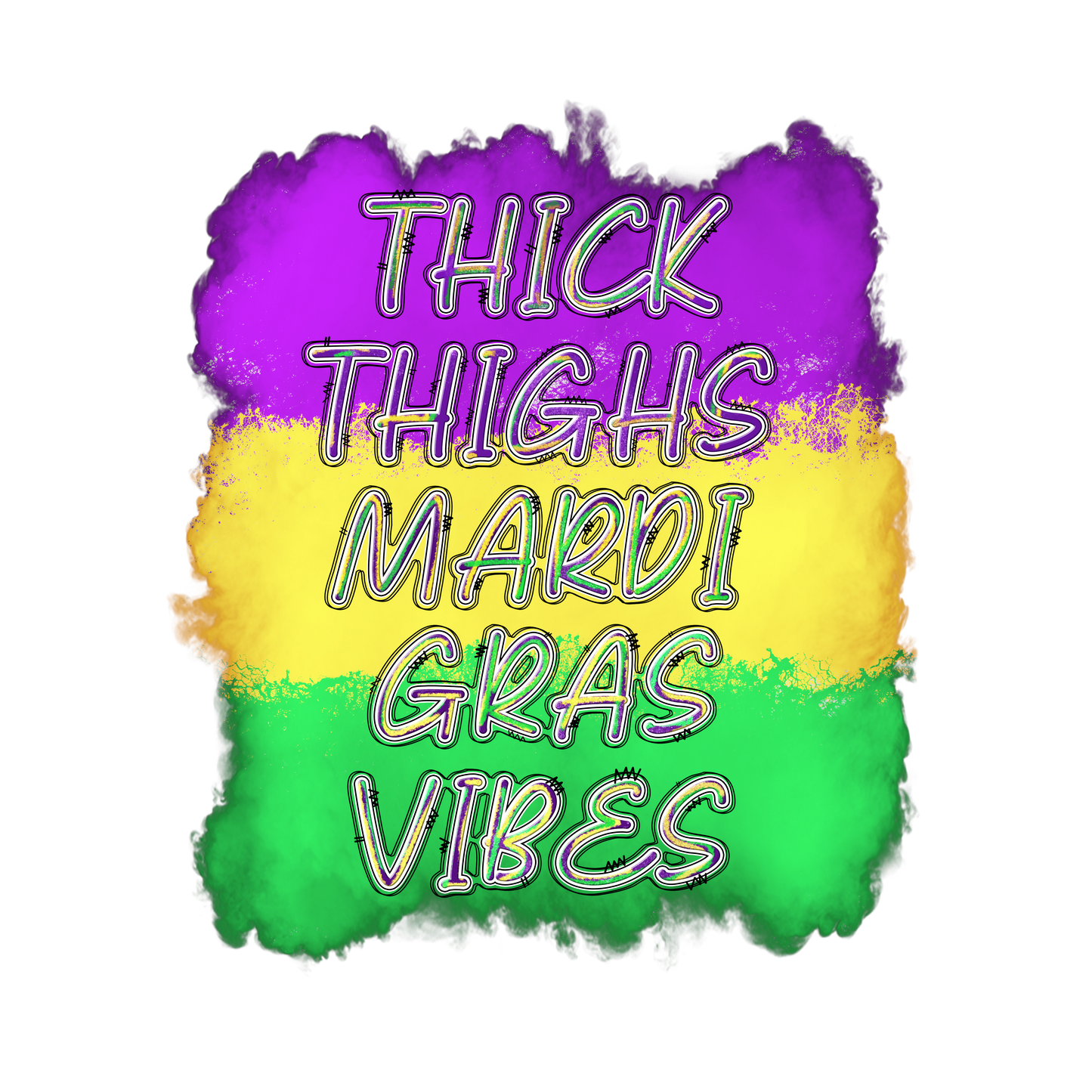 Thick Thighs Mardi Gras Vibes - Mardi Gras T-shirt Transfer