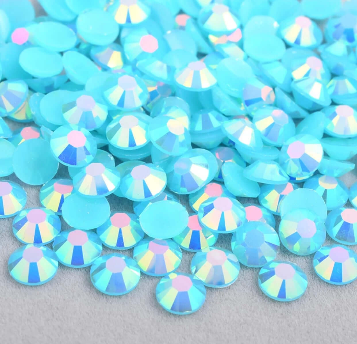Blue Zircon Jelly AB Resin Round Flat Back Rhinestones