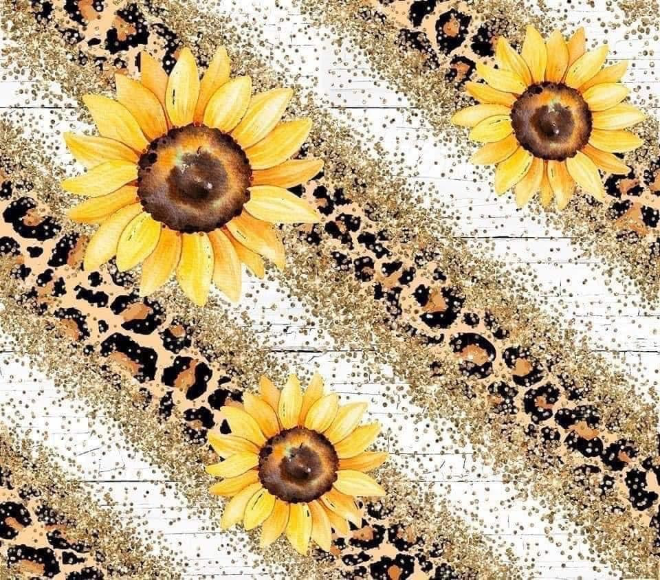 Sunflower animal print tumbler Wrap (Ready to Press)