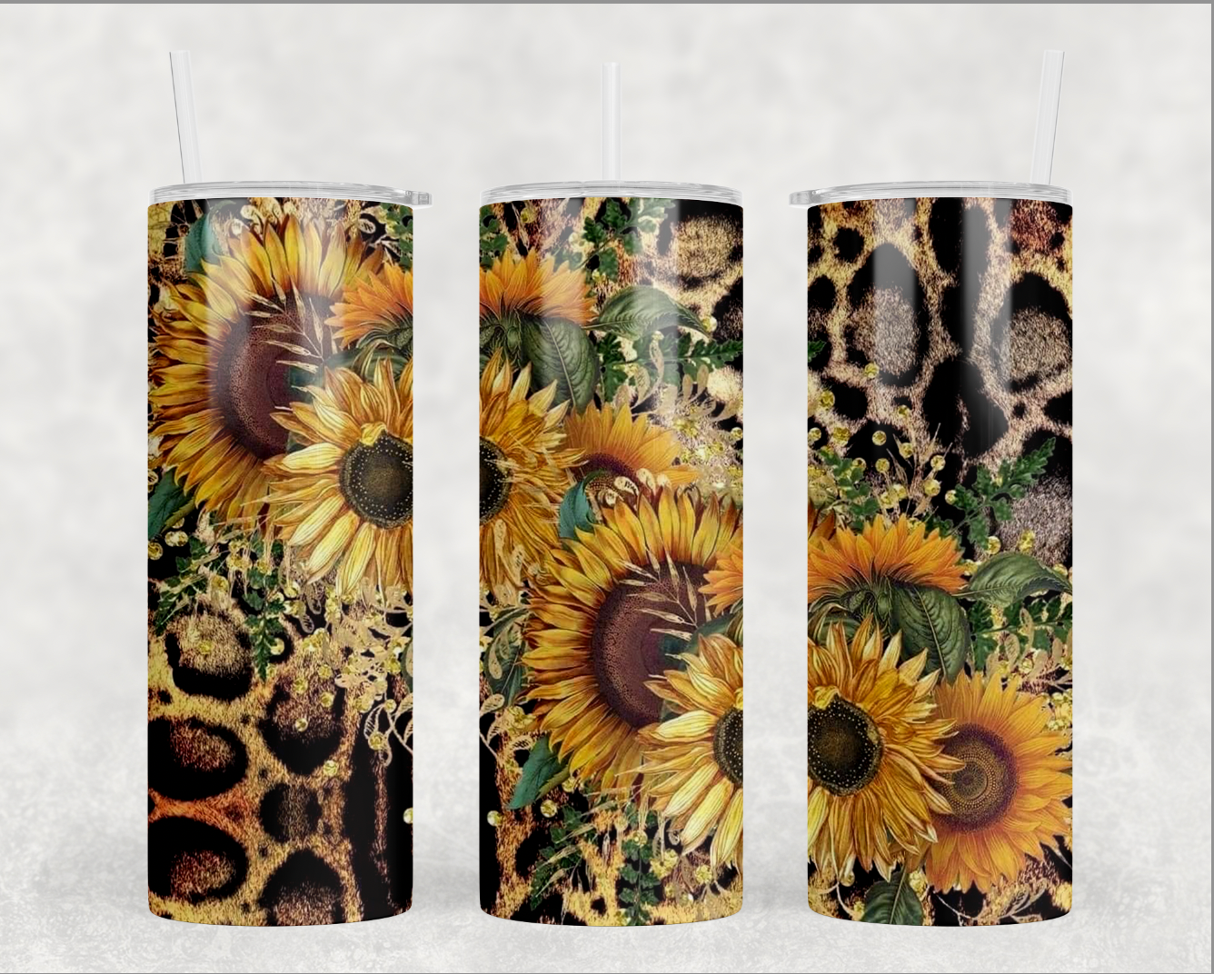 Glitter Tumbler Wrap Animal Print Sublimation Tumbler